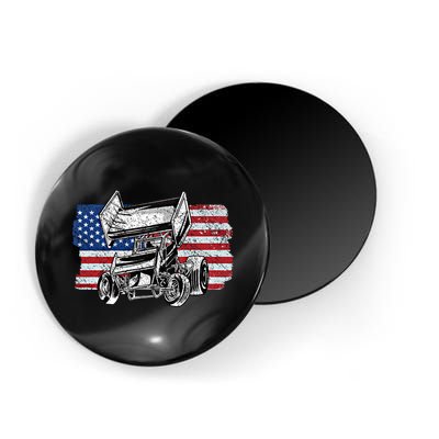Sprint Car Racing Usa Flag Gift Magnet