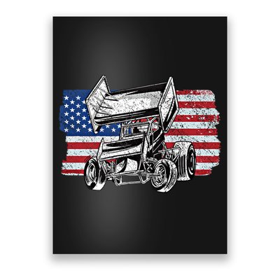 Sprint Car Racing Usa Flag Gift Poster