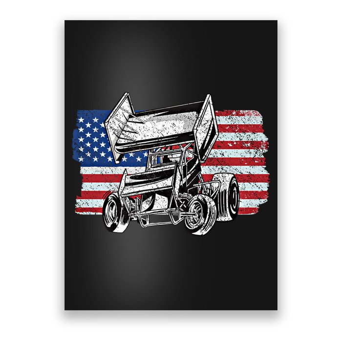 Sprint Car Racing Usa Flag Gift Poster
