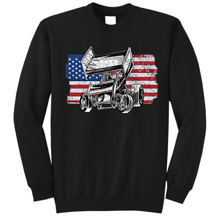 Sprint Car Racing Usa Flag Gift Tall Sweatshirt