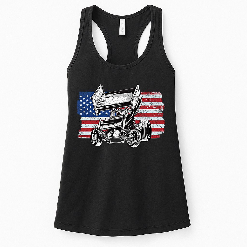 Sprint Car Racing Usa Flag Gift Womens Tank Top