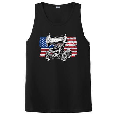 Sprint Car Racing Usa Flag Gift PosiCharge Competitor Tank