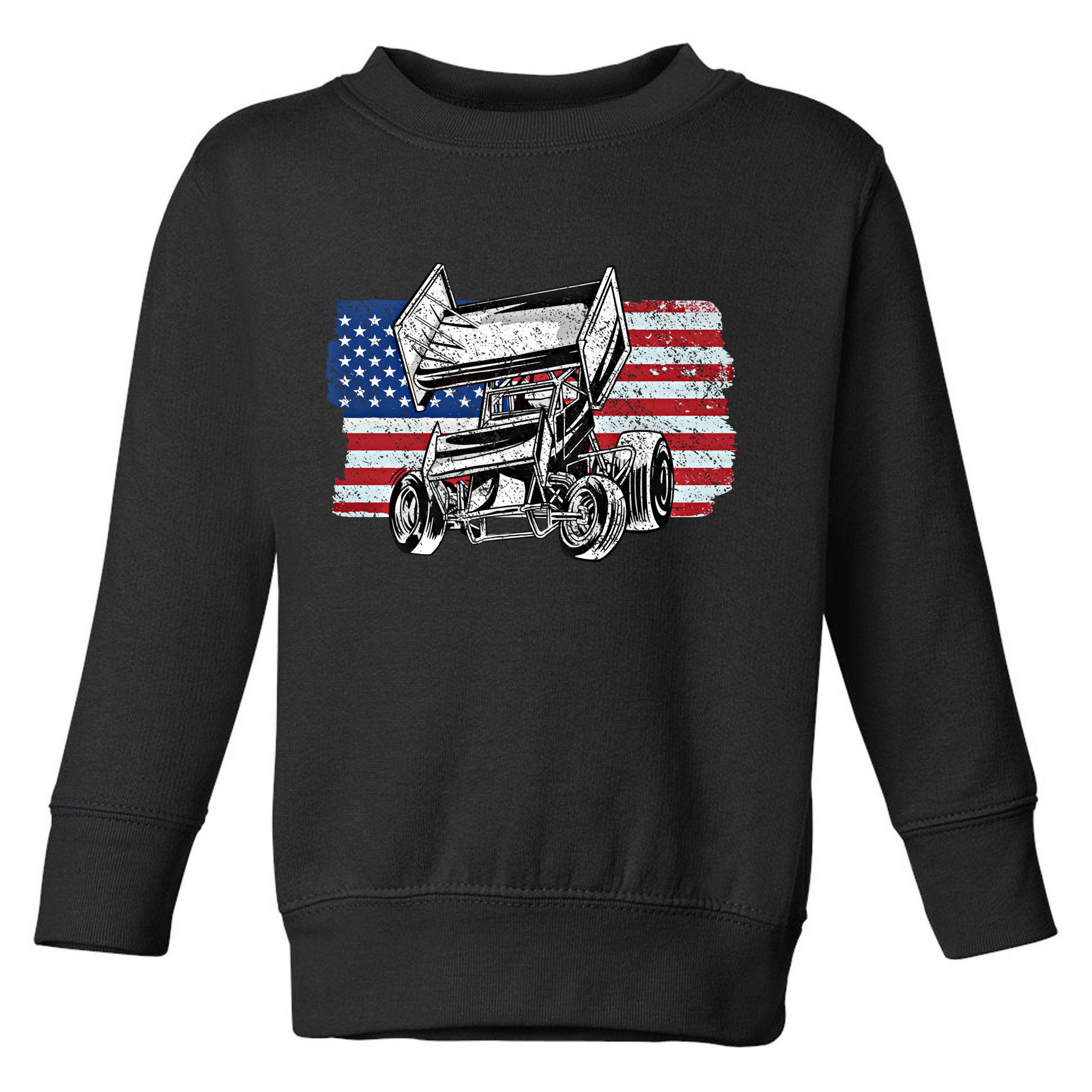 Sprint Car Racing Usa Flag Gift Toddler Sweatshirt
