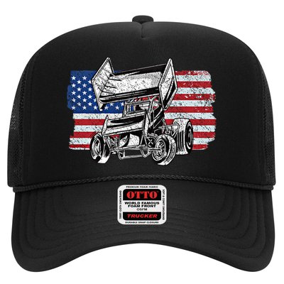 Sprint Car Racing Usa Flag Gift Hat