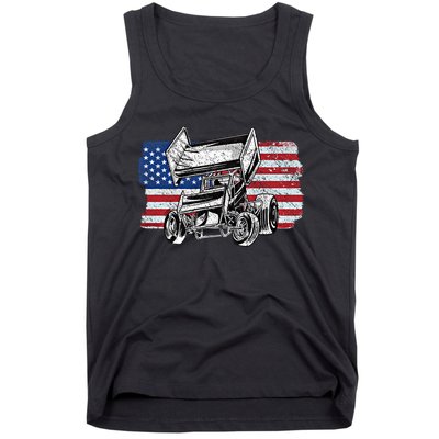 Sprint Car Racing Usa Flag Gift Tank Top