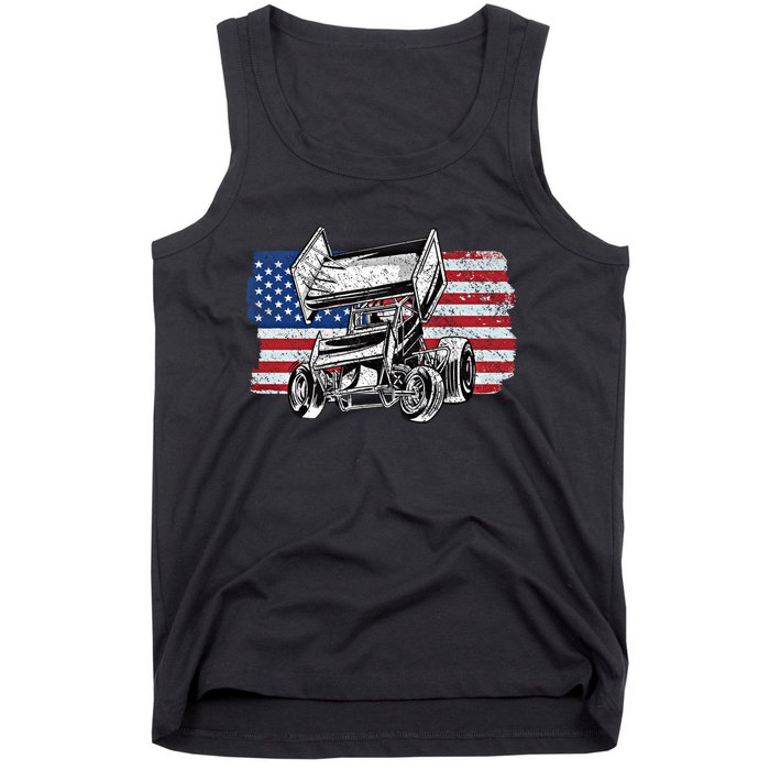 Sprint Car Racing Usa Flag Gift Tank Top