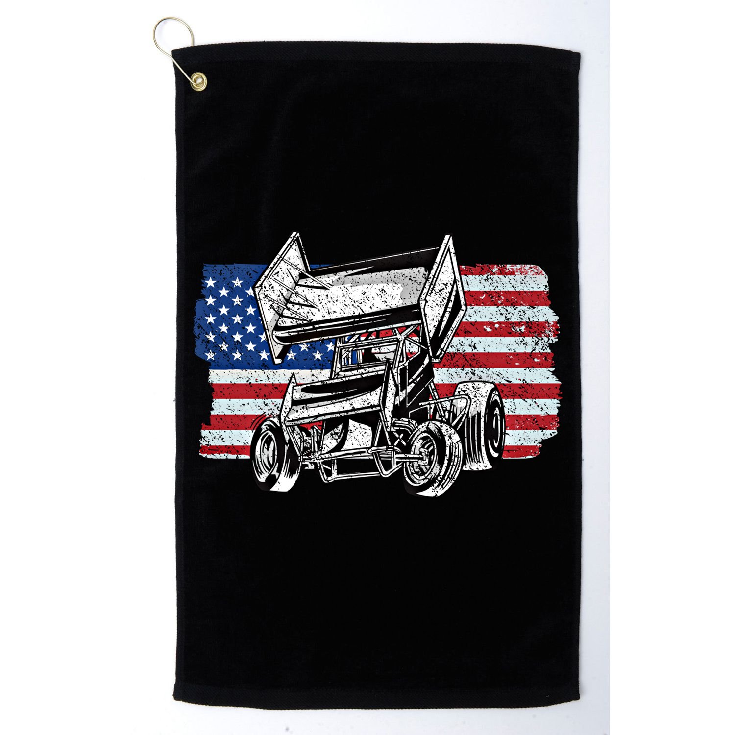 Sprint Car Racing Usa Flag Gift Golf Towel