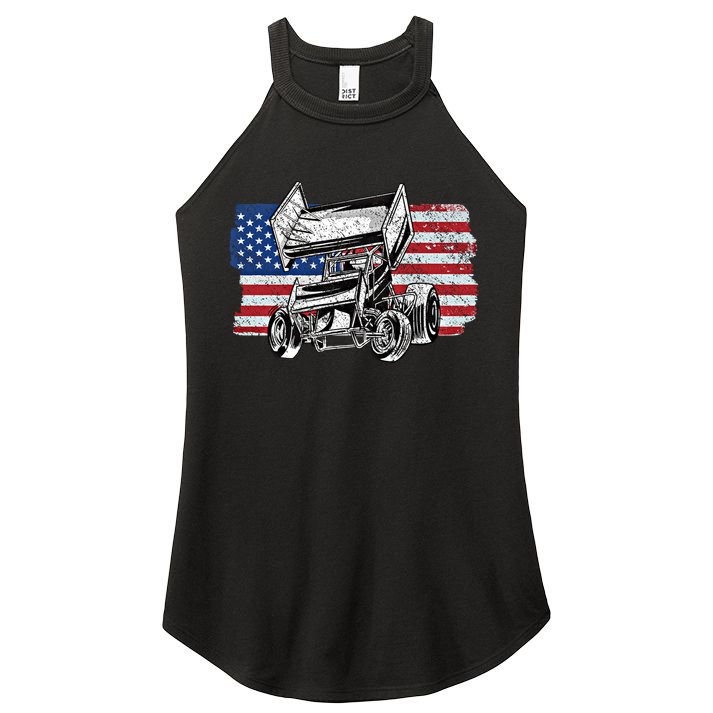 Sprint Car Racing Usa Flag Gift Women's Perfect Tri Rocker Tank