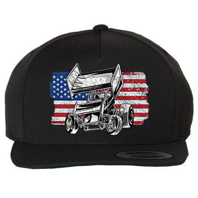 Sprint Car Racing Usa Flag Gift Wool Snapback Cap