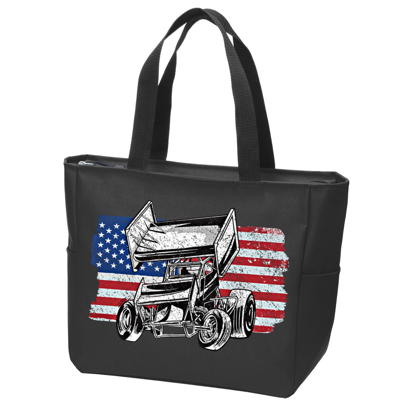 Sprint Car Racing Usa Flag Gift Zip Tote Bag