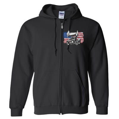 Sprint Car Racing Usa Flag Gift Full Zip Hoodie