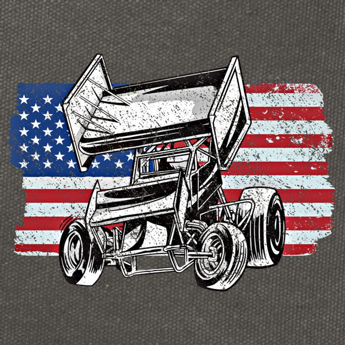 Sprint Car Racing Usa Flag Gift Cotton Canvas Backpack