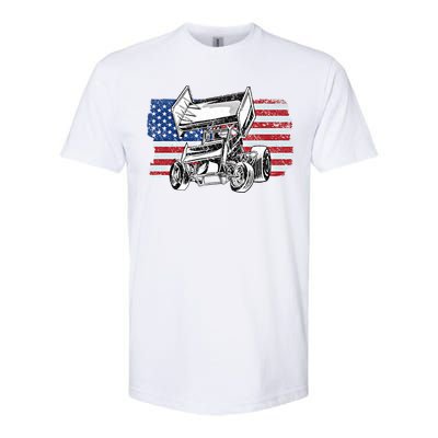 Sprint Car Racing Usa Flag Gift Softstyle CVC T-Shirt