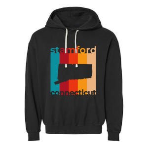 Stamford Connecticut Retro Cutout Ct Souvenir Garment-Dyed Fleece Hoodie