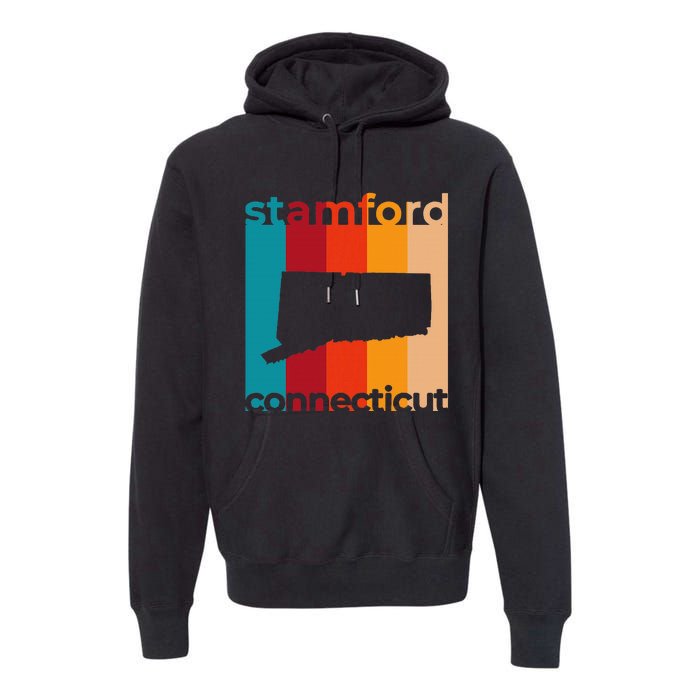 Stamford Connecticut Retro Cutout Ct Souvenir Premium Hoodie