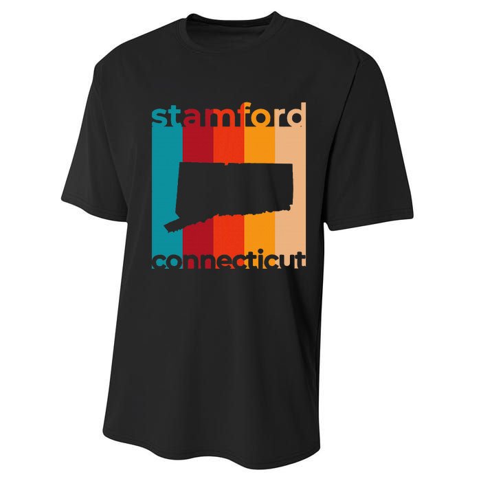 Stamford Connecticut Retro Cutout Ct Souvenir Performance Sprint T-Shirt