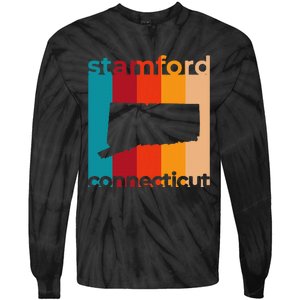 Stamford Connecticut Retro Cutout Ct Souvenir Tie-Dye Long Sleeve Shirt