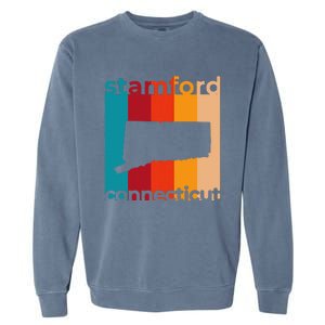 Stamford Connecticut Retro Cutout Ct Souvenir Garment-Dyed Sweatshirt