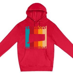 Stamford Connecticut Retro Cutout Ct Souvenir Premium Pullover Hoodie