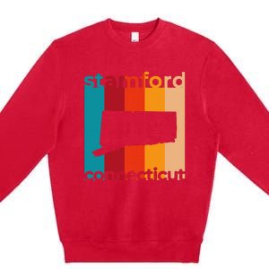 Stamford Connecticut Retro Cutout Ct Souvenir Premium Crewneck Sweatshirt