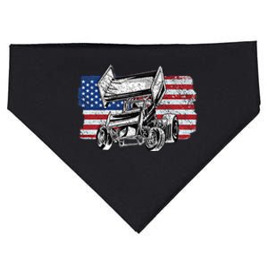 Sprint Car Racing Usa Flag Meaningful Gift USA-Made Doggie Bandana