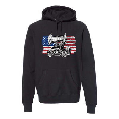 Sprint Car Racing Usa Flag Meaningful Gift Premium Hoodie