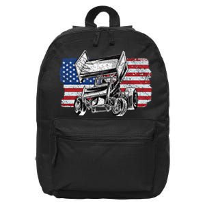 Sprint Car Racing Usa Flag Meaningful Gift 16 in Basic Backpack