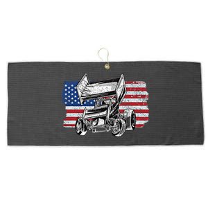 Sprint Car Racing Usa Flag Meaningful Gift Large Microfiber Waffle Golf Towel