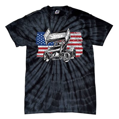 Sprint Car Racing Usa Flag Meaningful Gift Tie-Dye T-Shirt