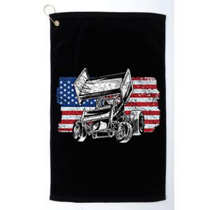 Sprint Car Racing Usa Flag Meaningful Gift Platinum Collection Golf Towel