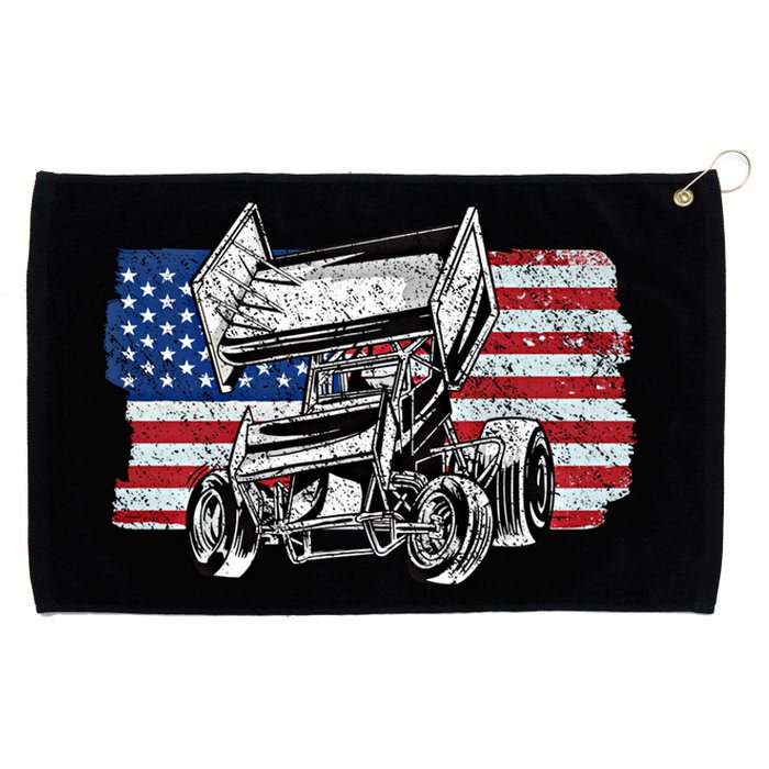 Sprint Car Racing Usa Flag Meaningful Gift Grommeted Golf Towel