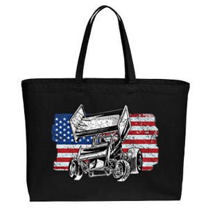 Sprint Car Racing Usa Flag Meaningful Gift Cotton Canvas Jumbo Tote