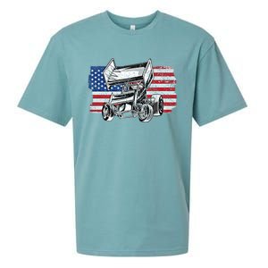 Sprint Car Racing Usa Flag Meaningful Gift Sueded Cloud Jersey T-Shirt