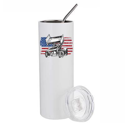 Sprint Car Racing Usa Flag Meaningful Gift Stainless Steel Tumbler