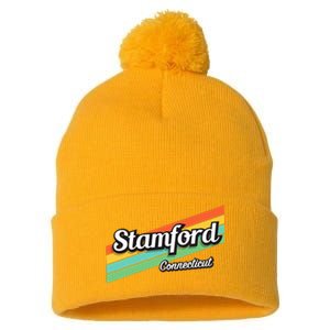 Stamford Connecticut Retro Pom Pom 12in Knit Beanie