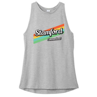 Stamford Connecticut Retro Ladies PosiCharge Tri-Blend Wicking Tank