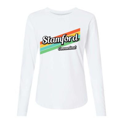 Stamford Connecticut Retro Womens Cotton Relaxed Long Sleeve T-Shirt