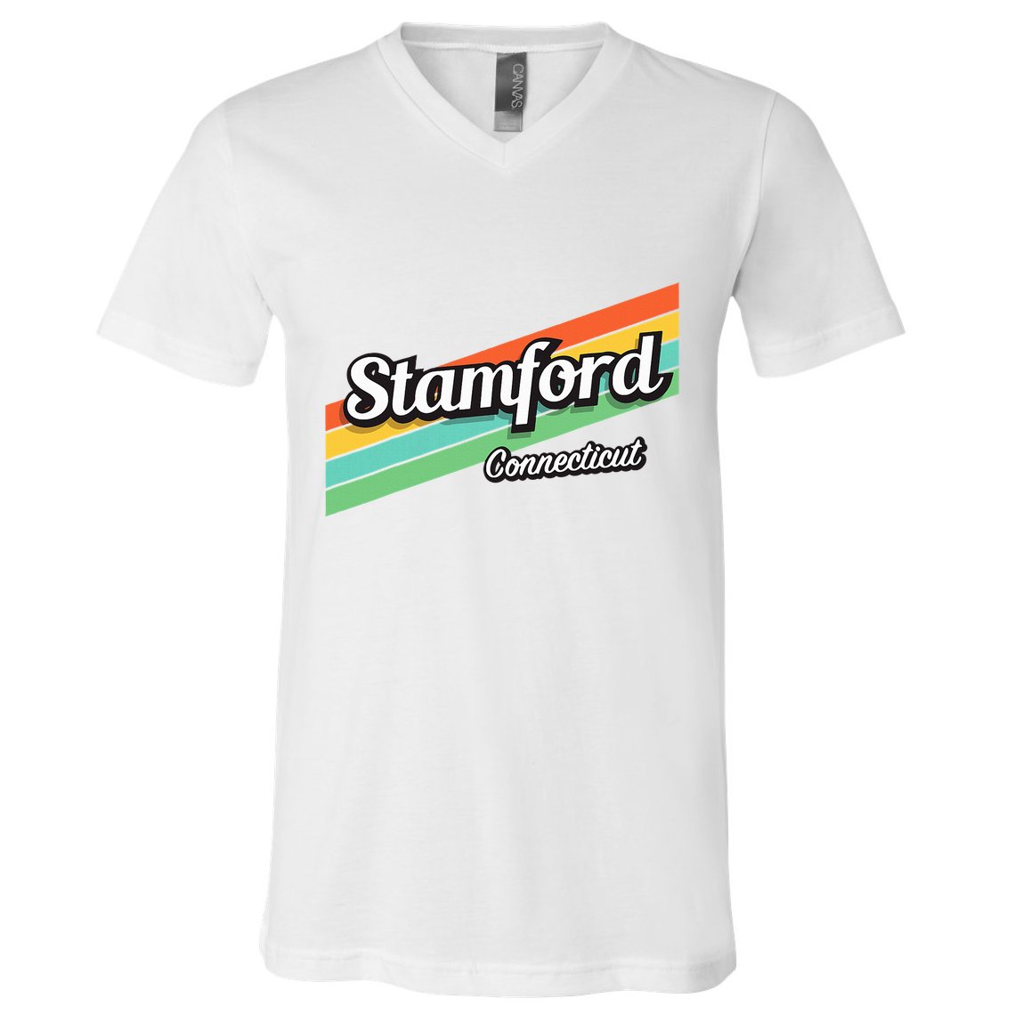 Stamford Connecticut Retro V-Neck T-Shirt
