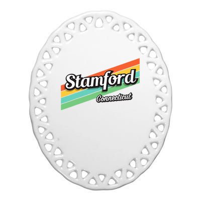 Stamford Connecticut Retro Ceramic Oval Ornament