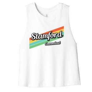 Stamford Connecticut Retro Women's Racerback Cropped Tank