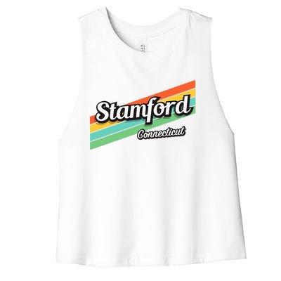 Stamford Connecticut Retro Women's Racerback Cropped Tank