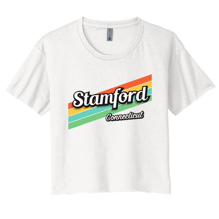 Stamford Connecticut Retro Women's Crop Top Tee