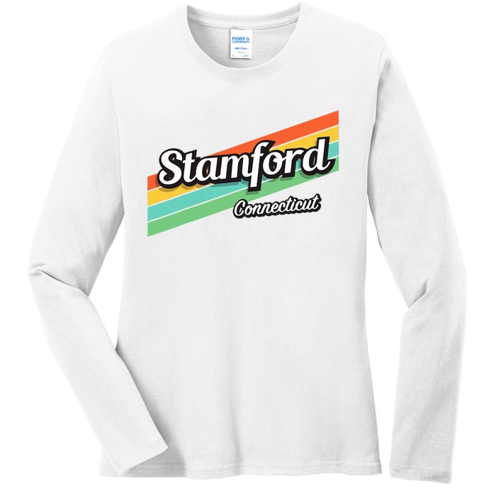 Stamford Connecticut Retro Ladies Long Sleeve Shirt