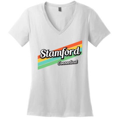 Stamford Connecticut Retro Women's V-Neck T-Shirt