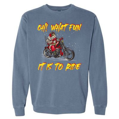 Santa Claus Riding Motorcycle Xmas Biker Present Christmas Garment-Dyed Sweatshirt