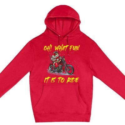 Santa Claus Riding Motorcycle Xmas Biker Present Christmas Premium Pullover Hoodie