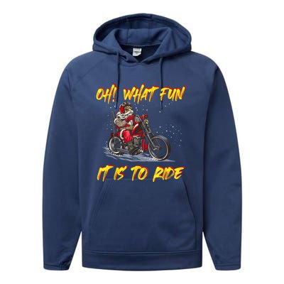 Santa Claus Riding Motorcycle Xmas Biker Present Christmas Performance Fleece Hoodie