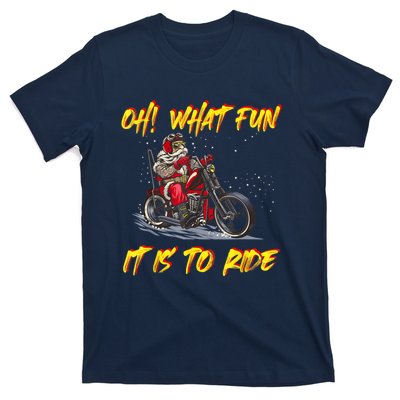 Santa Claus Riding Motorcycle Xmas Biker Present Christmas T-Shirt