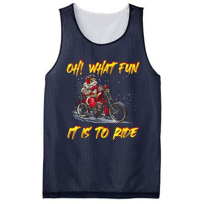 Santa Claus Riding Motorcycle Xmas Biker Present Christmas Mesh Reversible Basketball Jersey Tank