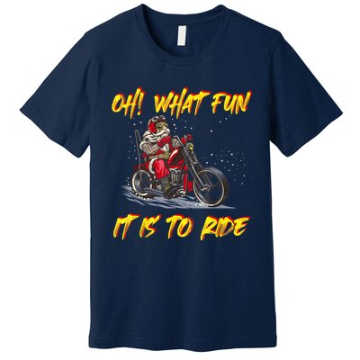 Santa Claus Riding Motorcycle Xmas Biker Present Christmas Premium T-Shirt